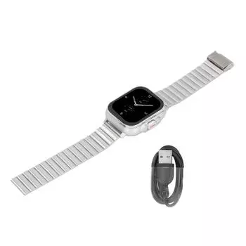 2 в 1 умные часы с наушниками Bluetooth 5.3 поддержка NFC спортивные режимы длительный срок службы батареи фитнес Silicone серебряный