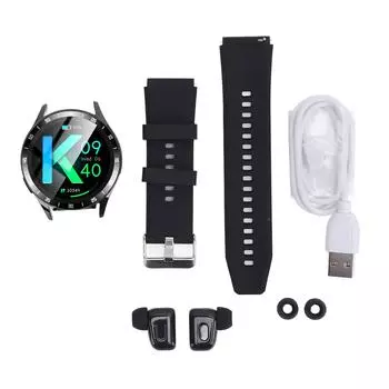 2 в 1 умные часы с откидной крышкой для наушников, ультратонкий металлический корпус, функция IP67 NFC, прогноз погоды