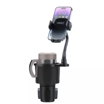 2 в 1 универсальный автомобильный держатель для чашки, крепление для телефона, вращающийся на 360 градусов, регулируемый длинный держатель для телефона на гибкой шее, автомобильные аксессуары чёрный