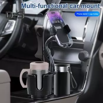 2 в 1 универсальный автомобильный держатель для чашки, крепление для телефона, вращающийся на 360 градусов, регулируемый длинный держатель для телефона на гибкой шее, автомобильные аксессуары чёрный