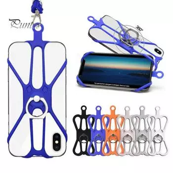 2 в 1 Универсальный силиконовый шейный ремешок для мобильного телефона, веревка, кольцо-держатель, подставка розовый