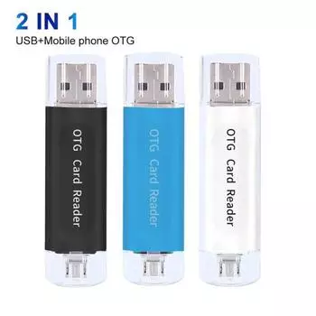 2 в 1 USB 2.0 телефон OTG адаптер для чтения карт памяти Dual TF SD для ПК Компьютер Android чёрный