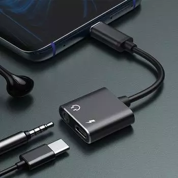 2 в 1 USB C до 3,5 мм адаптер для наушников типа C зарядный аудио Aux адаптер для Samsung Xiaomi Redmi Google Pixel 5 4 Huawei Ipad Pro чёрный
