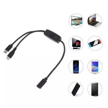 2-в-1 USB C - Multi кабель для зарядки USB C - Micro USB + Type C кабель для зарядки с переключателями для телефона и нескольких устройств