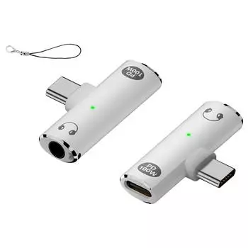2 в 1 USB C на 3,5 мм адаптер для наушников и зарядного устройства PD 100 Вт для iPhone(белый) ЛУЧШИЙ