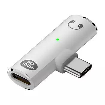 2 в 1 USB C на 3,5 мм адаптер для наушников и зарядного устройства PD 100 Вт для iPhone(белый) КДЕ