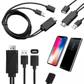 2 в 1 USB Female To HDMI-совместимый Male Cable 1080P HD USB Male To HDTV Male 1080P HDTV Mirroring Cable для Android iPhone