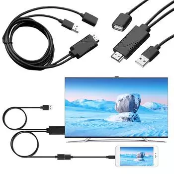 2 в 1 USB Female to HDMI-совместимый Male HDTV адаптерный кабель 1080P HD TV проектор дисплеи конвертер для iPhone Samsung Galaxy