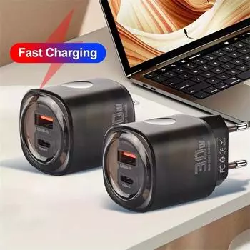 2 в 1 USB PD зарядное устройство прозрачный Mecha Quick Charge3.0 быстрая настенная зарядка мобильный телефон питание для iPhone Samsung Plug Xiaomi Huawei EU Plug