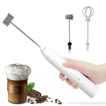 2 в 1 USB перезаряжаемый электрический венчик для взбивания яиц миксер для кофе с двумя головками вспениватели молока мешалка для выпечки кухонные гаджеты белый