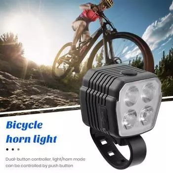 2 в 1 Велосипедный звуковой фонарь Перезаряжаемый USB-зарядный светодиодный велосипедный фонарь с звуковым сигналом 120 дБ7 режимов MTB Горный шоссейный велосипед Передняя лампа Велосипедное оборудование 1 Set