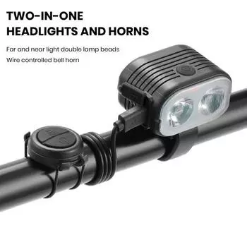 2 в 1 велосипедный звуковой фонарь, перезаряжаемая USB-зарядка, светодиодный фонарь для велосипеда MTB, передняя лампа для горного и шоссейного велосипеда, оборудование для велоспорта 1pc