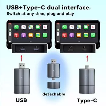 2 в 1 Wifi Carplay Box Android Auto Adapt Wireless Carplay Display Bluetooth 5.0 Type C и USB для проводного смарт-бокса OEM-обновления