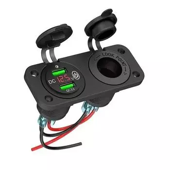 2 в 1 водонепроницаемое автомобильное зарядное устройство Dual QC 3,0 USB с сенсорным переключателем 12 В 24 В розетка прикуривателя для мотоцикла, лодки, грузовика, квадроцикла красный