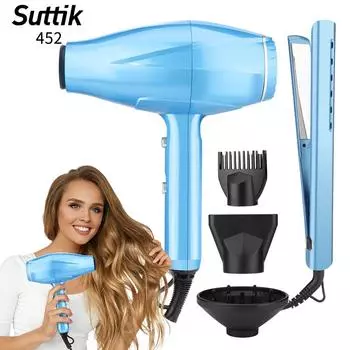 2 в 1 выпрямитель для волос и фен, набор из 3 уровней скорости ветра для фена, прямой, вьющийся, плоский выпрямитель для волос, инструмент для укладки волос us синий