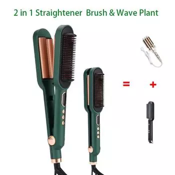 2 в 1 выпрямитель для волос щетка для завивки волос керамические отрицательные ионы для завивки волос бигуди инструменты для укладки волос с ЖК-дисплеем us