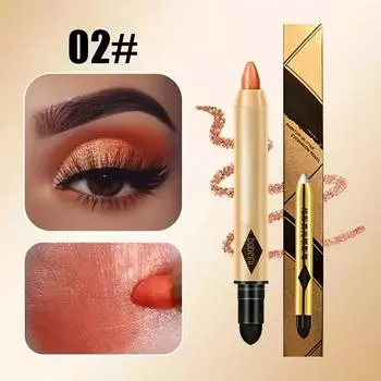 2 в 1 жемчужные тени для век, губная помада, карандаш, водостойкие блестящие матовые тени для век, макияж, высокопигментированные тени для век под складками, ручка для теней для век 02