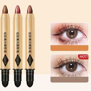 2 в 1 жемчужные тени для век, губная помада, карандаш, водостойкие блестящие матовые тени для век, макияж, высокопигментированные тени для век под складками, ручка для теней для век 06