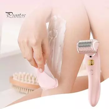 2-в-1 женская электробритва USB перезаряжаемая водонепроницаемая портативная дорожная бритва для лица, тела, зоны бикини, рук, ног, эпилятор, триммер розовый