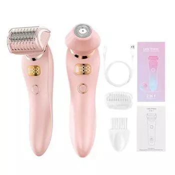2-в-1 женская электробритва USB перезаряжаемая водонепроницаемая портативная дорожная бритва для лица, тела, зоны бикини, рук, ног, эпилятор, триммер
