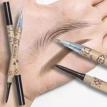 2 в 1 жидкая ручка для татуировки бровей ультра тонкая двойная головка устойчивая к поту легко окрашиваемая водная ручка для бровей косметический макияж для глаз темный кофе