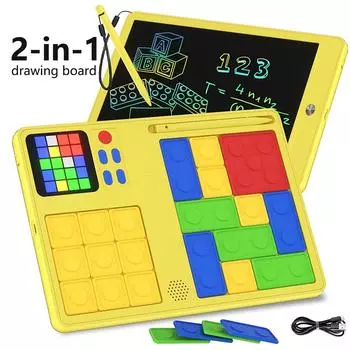 2-в-1 ЖК-блокнот для письма, слайд-головоломка, 10-дюймовая сенсорная игра, портативные обучающие игрушки, блокноты для письма, электронный блокнот для рисования