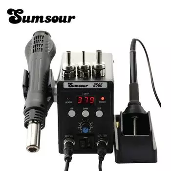 2 в 1 ЖК-дисплей с цифровым дисплеем, антистатическая паяльная станция 8586, фен, электрический паяльник, сварочный ремонт, электрические инструменты