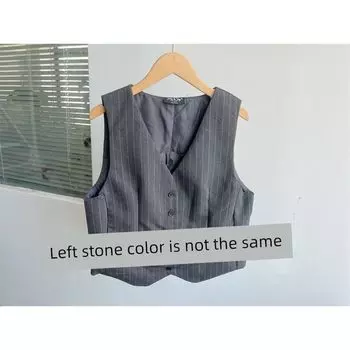 2 Wall 1-2 Classic Stripe Suit Vest Spring and Summer Slim fit Slimming Versatile Sleeveless Waistcoat Vest Top H25-4 Grey (paragraph 2) L