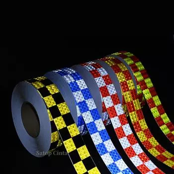 2 Waterproof Grid Reflective Tapes White-Red Fluorescent-Red Warning Strip Reflector Protective Safety Sticker 25M For Vehicle