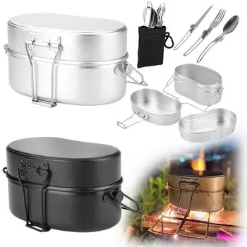 2 вида боевого риса 2 вида риса в армейском стиле 2 набора столовых приборов для риса походный паровой рис приготовление пищи на открытом воздухе в одиночку горный дом костер катастрофа серебряный