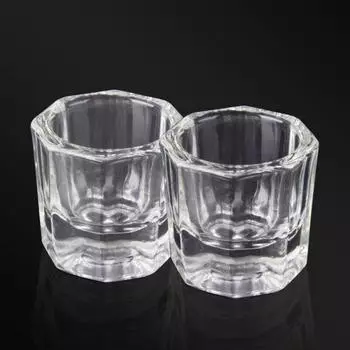 2 восьмиугольных хрустальных стакана Dappen, блюдо для акрилового дизайна ногтей, жидкая пудра 1 чистый