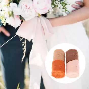 2 x 5Yd Набор из 4 рулонов шифоновой бахромы ленты ручной работы с бахромой по краям ленты для оранжевый