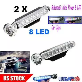 2 X автоматических ветроэнергетических 8 светодиодных автомобильных фонаря для мотоцикла, противотуманных фар дневного света 1pc