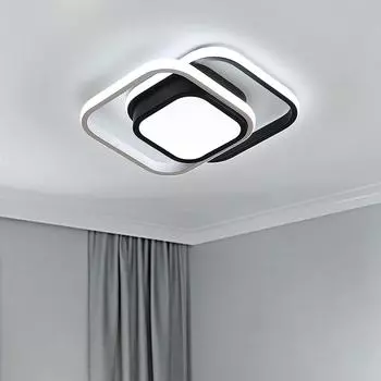 2 X квадратных светодиодных алюминиевых потолочных светильника, черный, 32 Вт, белый свет, 6500 К, 220 В