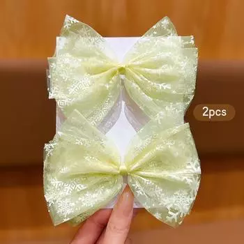 2 yellow bow hair clips with fashionable temperament suitable for daily use as hair accessories