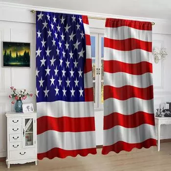 2 занавески с принтом американского флага - материал полиэстер - подходят для спальни, гостиной, кабинета, частной комнаты 30inchx65inchx2Pcs