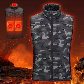 2 зоны обогрева, умный тепловой жилет для мужчин и женщин, USB электрический теплый жилет, воротник-стойка, без рукавов, на молнии, зимний походный жилет с подогревом L синий