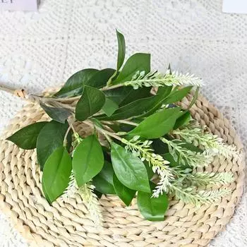 2-зубчатая ручка для имитации зеленого растения с фруктами, лист эвкалипта, стена из растений с материалами, домашняя ваза, цветочная композиция с цветами