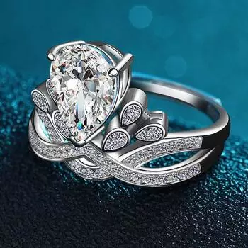 2ct D Цвет Муассанит Кольцо Для Женщин 925 Щепка Белое Золото Обручальное Кольцо Вечность Обручальные Кольца Изысканные Ювелирные Изделия Resizable