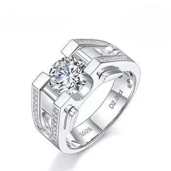 2ct D Цвет Муассанит Обручальное Кольцо Для Мужчин Стерлингового Серебра 925 пробы с Позолоченными 18 К Обручальные Кольца Изысканные Ювелирные Изделия 5