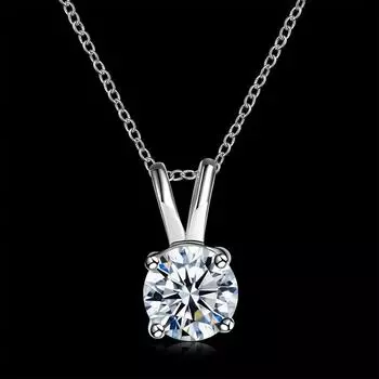 2Ct Lab Diamond Пасьянс Подвеска Ожерелье Стерлингового Серебра S925 Цветное Колье Заявление Ожерелье Женские Ювелирные Изделия со Звенчатой Цепочкой