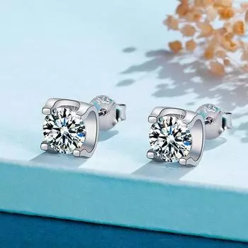 2ct Vvs1 настоящий муассанит из стерлингового серебра 925 пробы, серьги-гвоздики для женщин, роскошные ювелирные изделия на свадьбу и помолвку 0.5ct D color