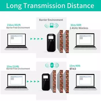 2D 1D беспроводной USB 2.4G BT сканер штрих-кодов с дисплеем на экране ручной считыватель штрих-кодов аккумулятор чёрный