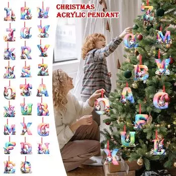 2D 26 букв Рождественские украшения Акриловые плоские Рождественские елки Украшения для дома Украшения One Size