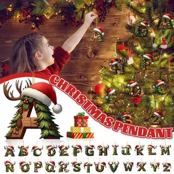 2D 26 букв Рождественские украшения Акриловые плоские Рождественские елки Украшения для дома Украшения One Size