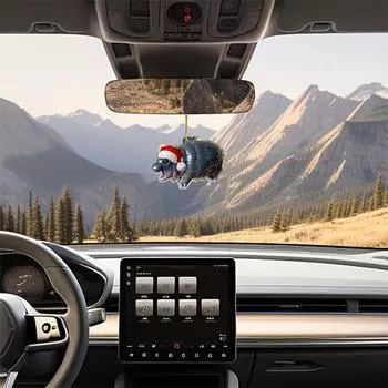 2D Acrylic Moo Deng Hippo Pendant Cute Baby Hippo Ornament Hippo Hanging Ornament For Car Christmas Tree Christmas Hanging