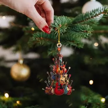 2D Акриловая Гитара Украшение на елку, Украшение для дома, Рождественские украшения One Size