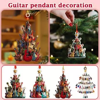 2D Акриловая Гитара Украшение на елку, Украшение для дома, Рождественские украшения One Size