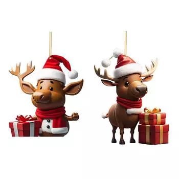 2D акриловая плоская печать рождественский олень подвеска рождественская елка подвесной декор на окно подарок на год праздник