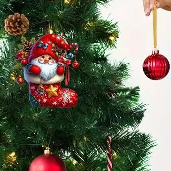 2D акриловая плоская печать рождественский персонаж кулон рождественская елка украшение на год автомобильный интерьер подвеска праздничная вечеринка